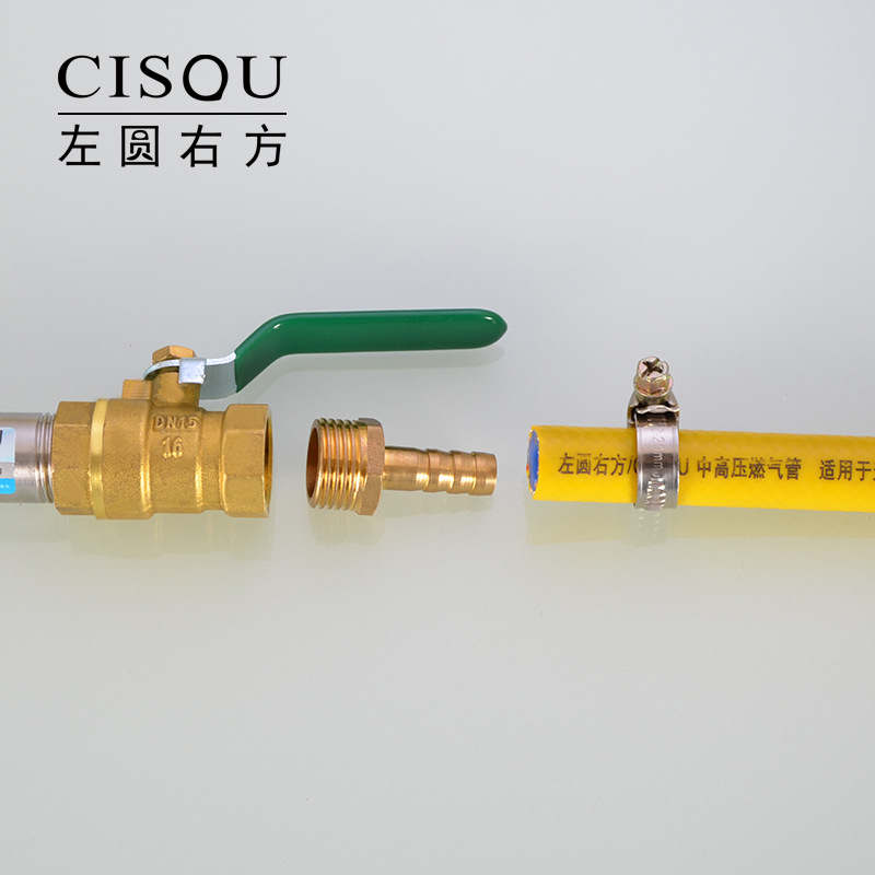 Brass pagoda head gas hose, natural gas gas joint, 4-inch and 6-inch internal and external thread green head adapter interface accessories Specification drawing