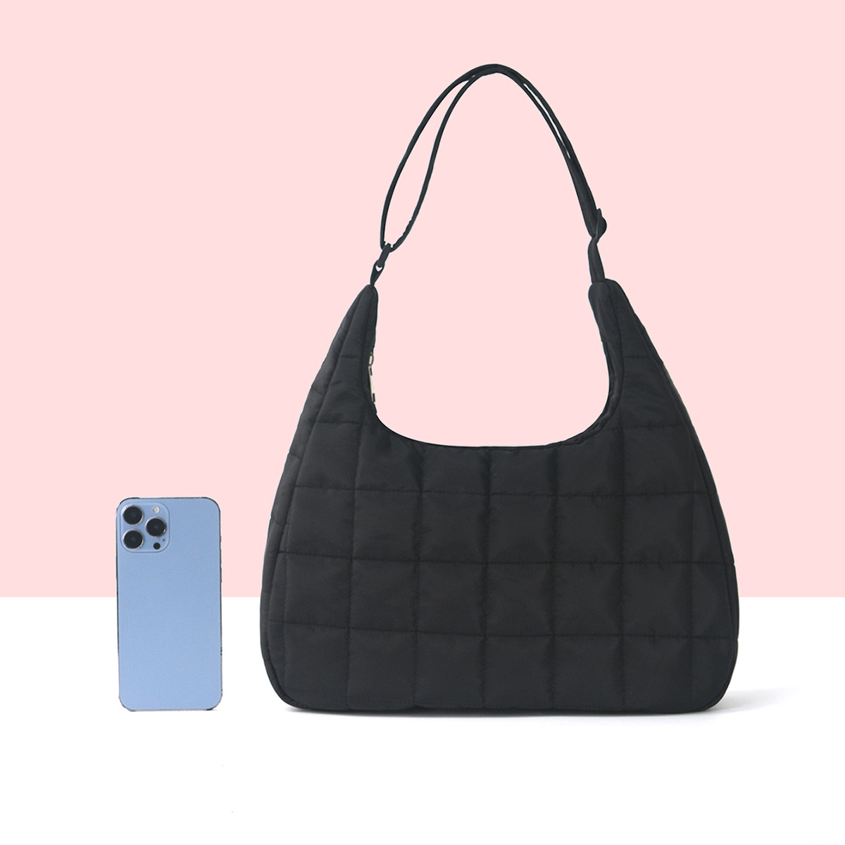 Amazon cross-border fashion tote bag, high-end large-capacity cotton jacket bag, autumn and winter simple down bag, single-shoulder bag Specification drawing