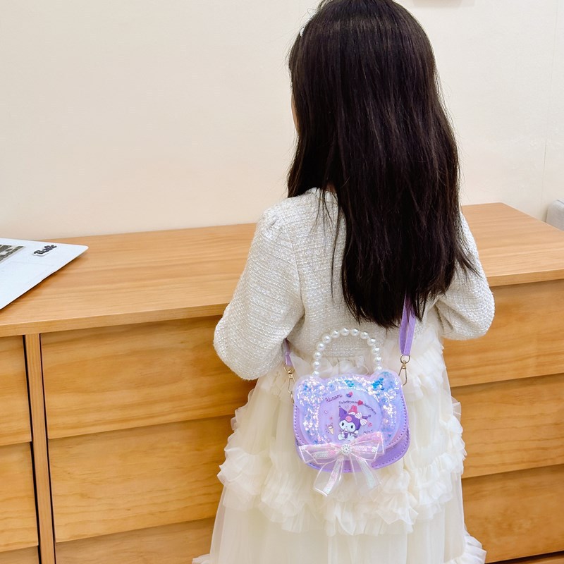 2025 Cartoon Aisha Children's Sequined single-shoulder Bag for Little Girls, Cute Kulomi Pearl Handbag, crossbody small bag Specification drawing