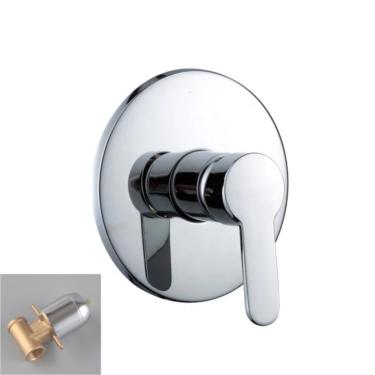 All-copper chrome-plated concealed single-function shower faucet wall-mounted circular three-way shower faucet cross-border project payment Item Picture