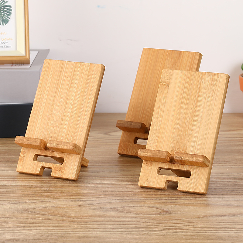 Bamboo mobile phone stand, bamboo base, mobile phone charging stand, multi-functional stand for mobile phone and tablet, printed LOGO Specification drawing
