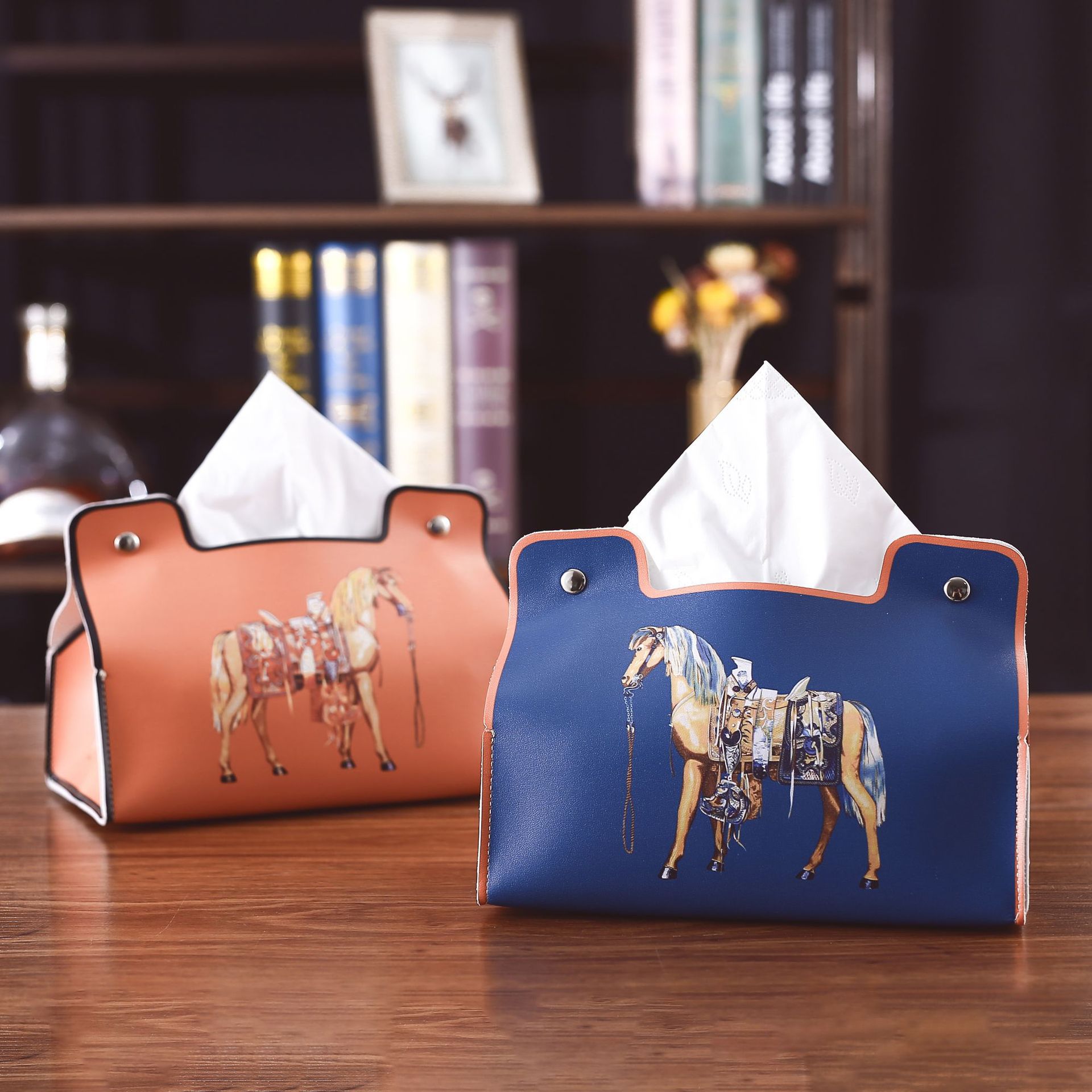 Retro Roman series furniture, tissue box, desktop, bedroom, room, coffee table, tissue box, leather, car universal storage details Picture
