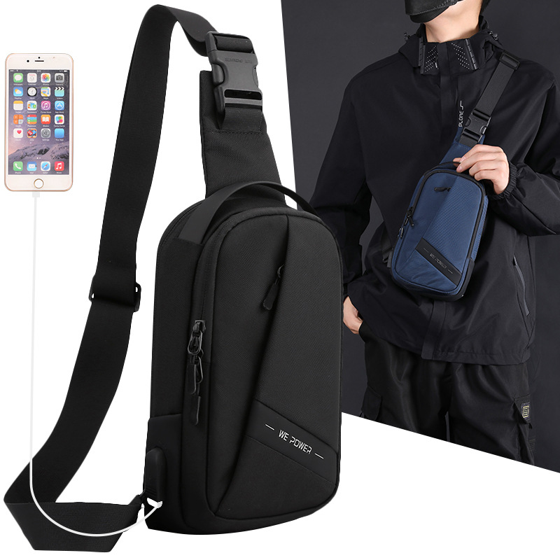 WEPOWER Men's casual business chest bag, Oxford fabric single-shoulder crossbody bag, Youth backpack, large capacity sports bag full figure