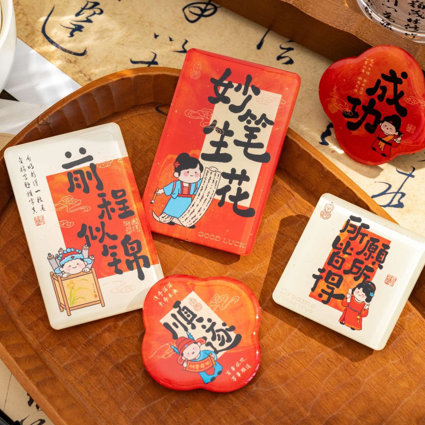 Silicone magnetic fridge magnets with a Chinese style for the college entrance examination and high school entrance examination, creative national trend magnets, good luck and blessings for refrigerator decoration Specification drawing