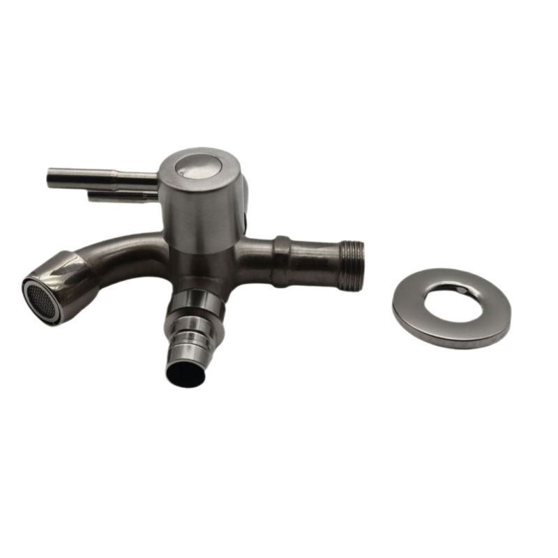 Double-sided hot water faucet for wire drawing, one-in-two-out washing machine, mopping sink, laundry basin, multi-functional faucet Item Picture