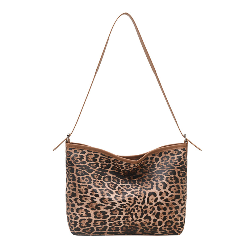 Korean style leopard print large-capacity commuter tote bag, 2025 new trendy hand-held single-shoulder bag for women Item Picture