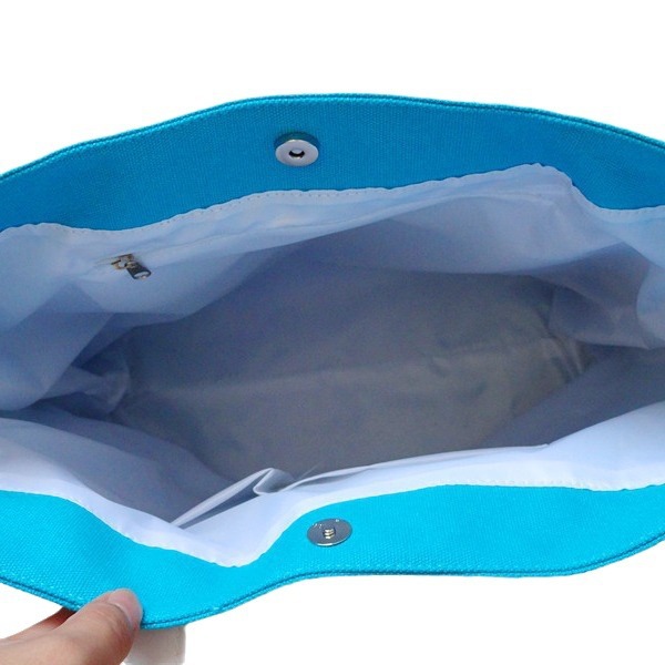 Factory direct supply: Simple and versatile blue line canvas bag, double-layer large-capacity hand-held shoulder bag Item Picture