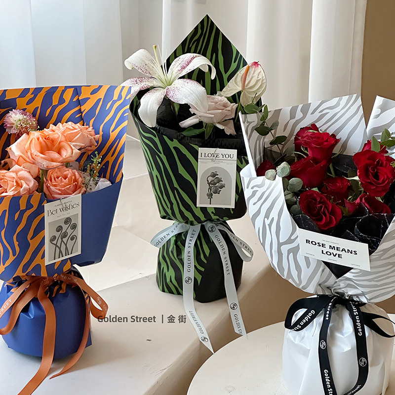 Yuyin series Zebra-patterned flower wrapping paper, cross-border export wholesale wrapping paper, materials for flower shops and bouquets details Picture