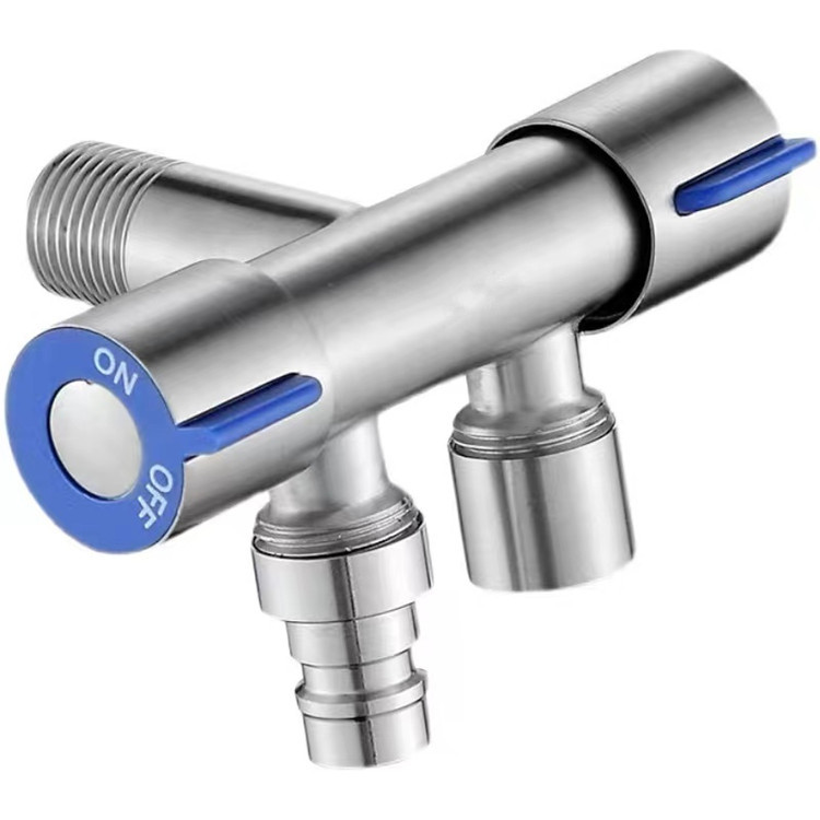 Brushed stainless steel copper core toilet mate, one in and two out dual-purpose Angle valve, stainless steel double opening Angle valve manufacturer Item Picture