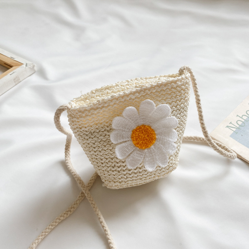 New Daisy crossbody bag for foreign trade, sweet and ladylike style, vegetable basket for little girls, hand-woven bag, cute little bag Specification drawing