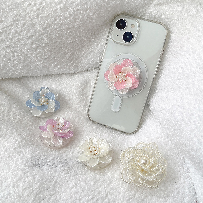 Three-dimensional flower phone airbag stand, small and fresh style, Korean ins back sticker, retractable desktop air cushion support frame Specification drawing