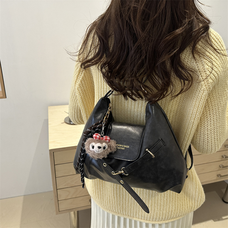 Winter commuting large capacity stylish backpack 2024 New retro texture solid color casual crossbody tote bag for women Specification drawing