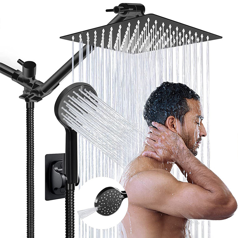 Cross-border foreign trade American concealed showerhead extension rod shower set, bath three-way water distributor, stainless steel showerhead details Picture