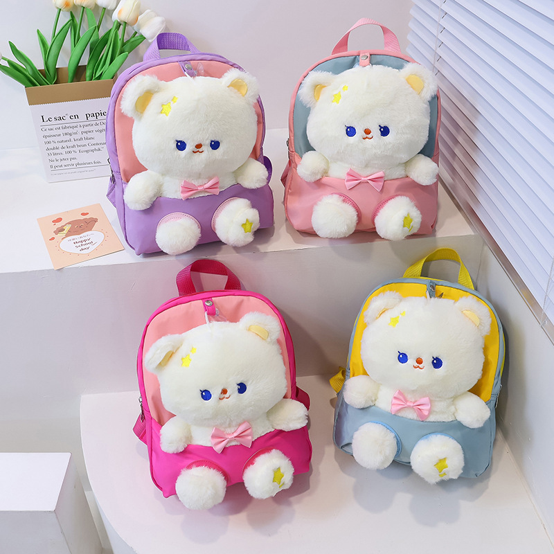 Children's bags, kindergarten school bags, small class girls' backpacks, cute cartoon bear plush toys, backpack manufacturers Application Scenario