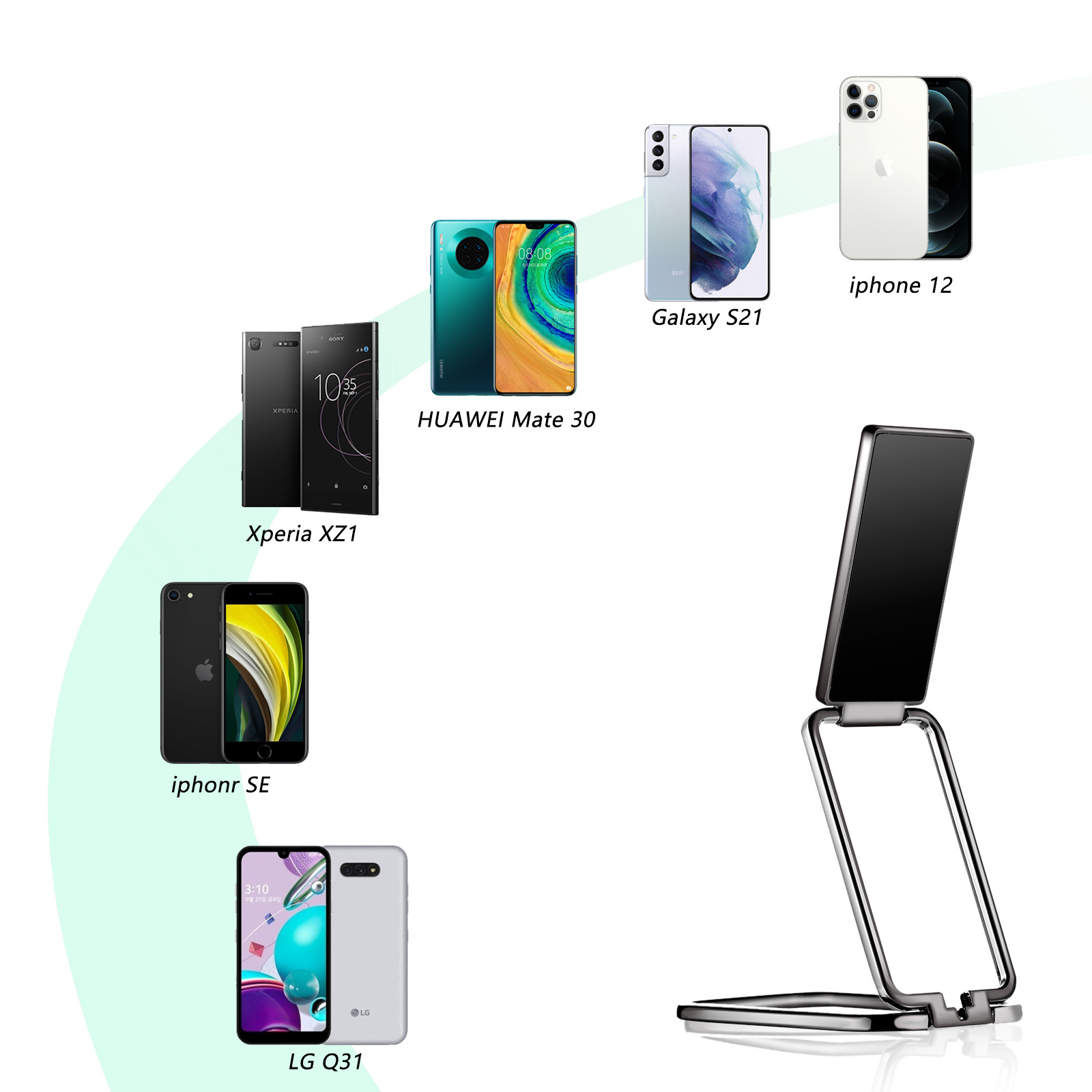 Wholesale of portable phone stand stickers, metal folding and rotatable, live streaming and pasting, desktop navigation, and car phone stands Application Scenario