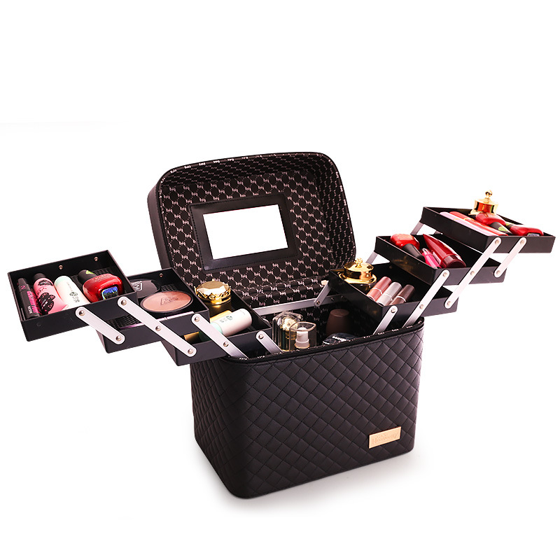 Wholesale of portable makeup bags, large-capacity travel makeup boxes, multi-functional hand-held multi-layer desktop cosmetics storage boxes Item Picture