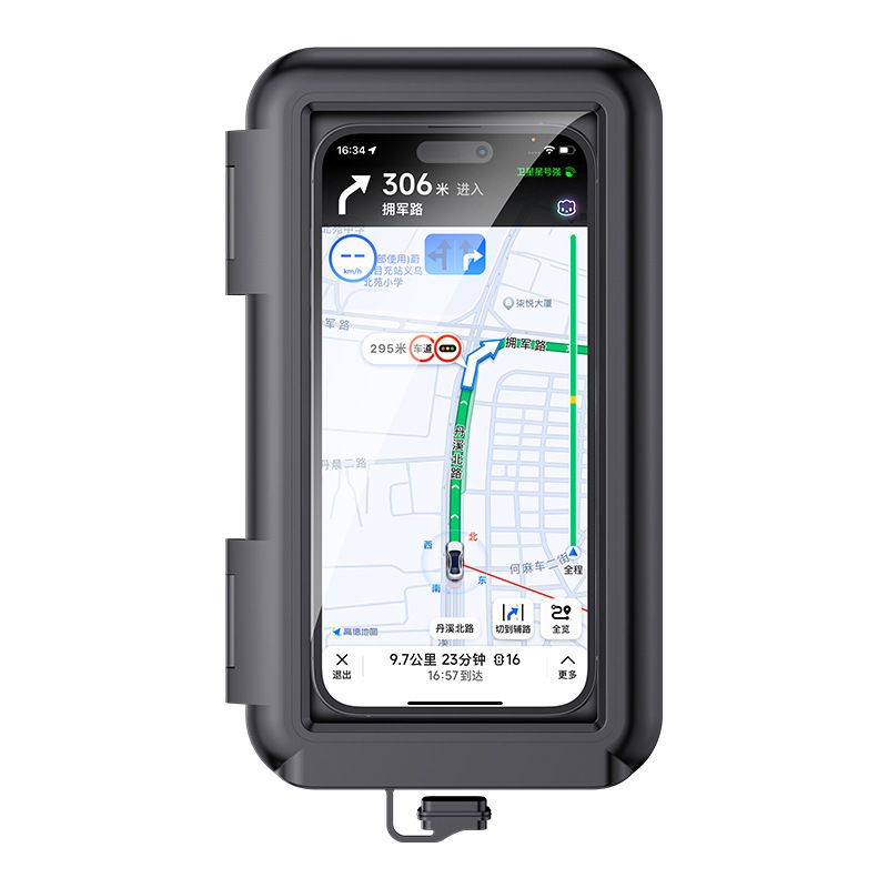 Fully enclosed waterproof and shockproof bicycle, mobile phone stand, electric bike and motorcycle vehicle-mounted stand, with screen contact Item Picture