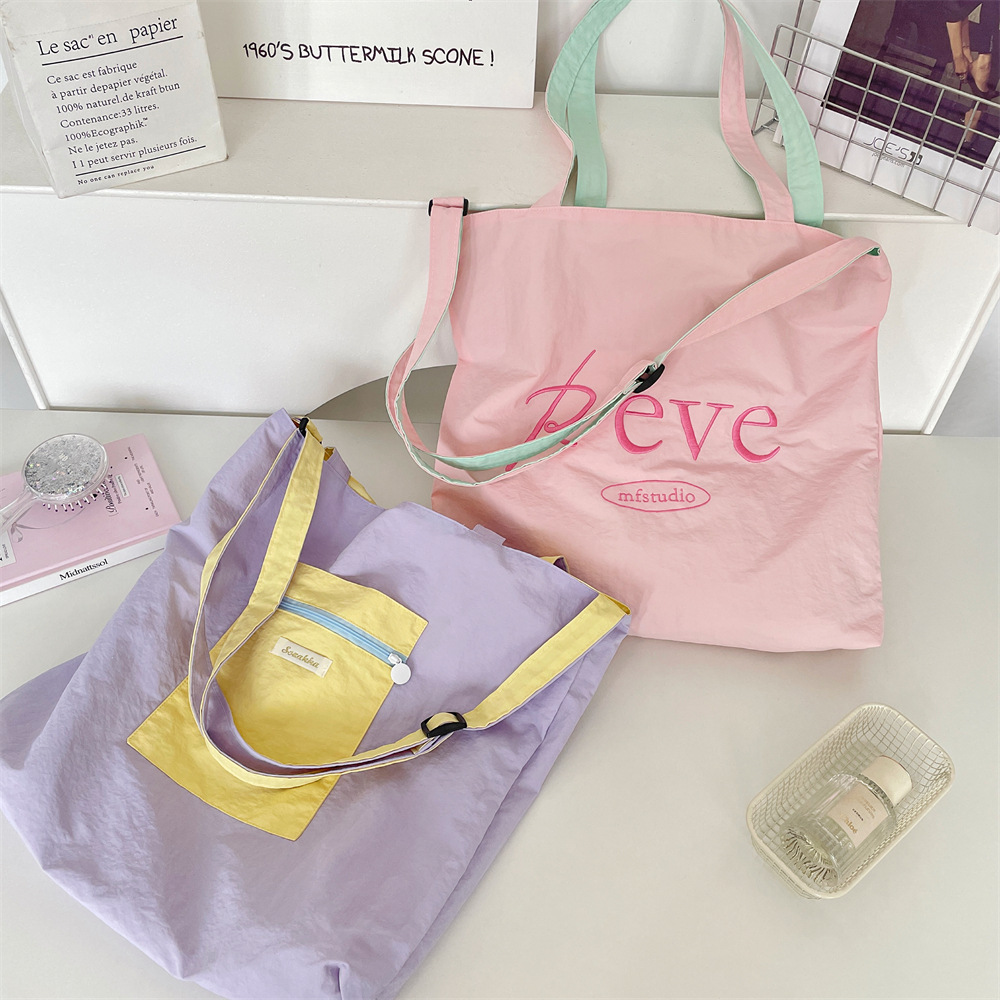 5743 Summer Cream Sail Bag for Women, 2025 New Korean Version, Large capacity Tote bag, embroidered, versatile, single-shoulder Specification drawing