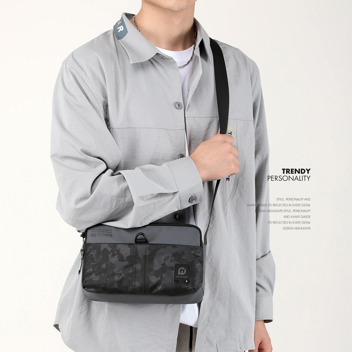 WEPOWER's new Oxford fabric men's bag, casual single-shoulder crossbody bag, casual sports backpack, outdoor small bag, cross-border Specification drawing