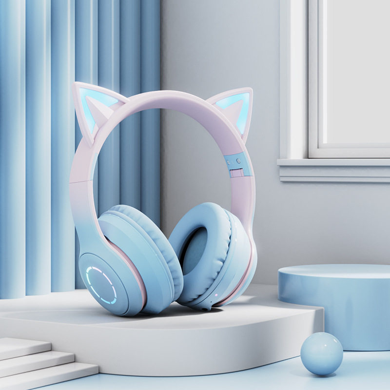 Cross-border bestseller Cat ear over-ear headphones, Bluetooth with ultra-long battery life, gaming Bluetooth headphones, wireless headsets, no latency details Picture