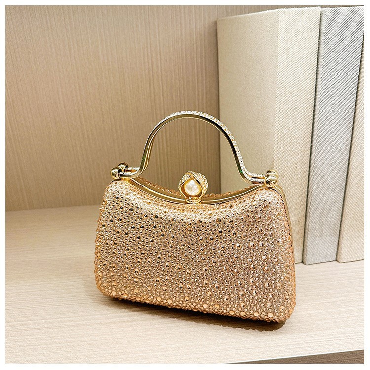 European and American cross-border diamond-encrusted dinner bags, evening wear clutch bags, colorful diamond and pearl handbags, women's banquet dress wrist bags full figure