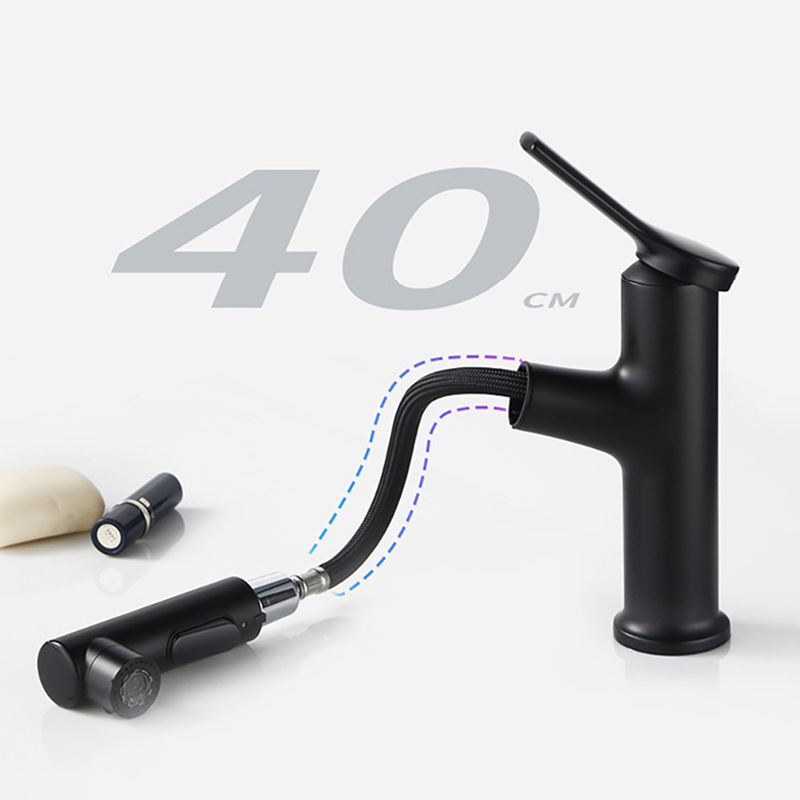 All-copper hot and cold dual-purpose bathroom cabinet, pull-out faucet, bathroom, kitchen, bathroom, washbasin, pull-out faucet Application Scenario