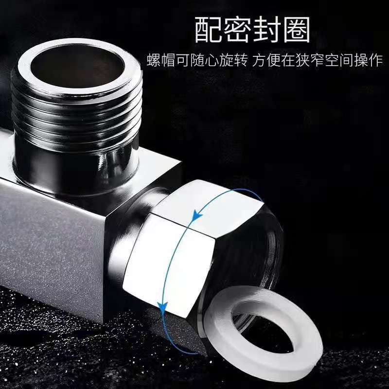 The four-part copper union three-way water distributor, water heater, pipe material, faucet, internal thread and external thread diversion square body is direct Application Scenario
