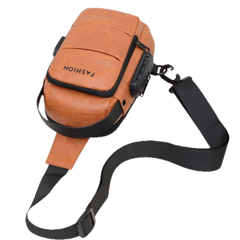 Cross-border new products: Fashionable motorcycle bag, single-shoulder crossbody bag, men's mobile phone bag, simple bag, usb charging port backpack Item Picture