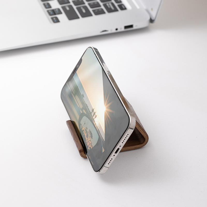 North American black walnut solid wood creative and simple mobile phone stand desktop support storage rack, universal anti-slip and rotating Application Scenario