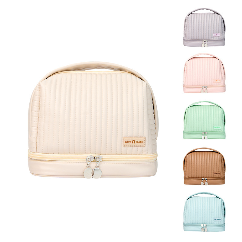 New dry-wet separation toast makeup bag, large-capacity pu portable waterproof storage bag for going out, starting from one full figure