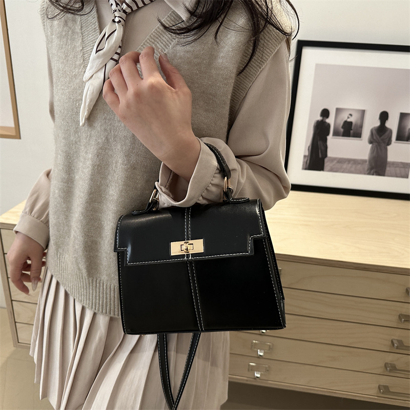Stylish color contrast, large capacity, new Spring 2025 style, patchwork, single-shoulder texture, crossbody, single-shoulder handbag for women Specification drawing