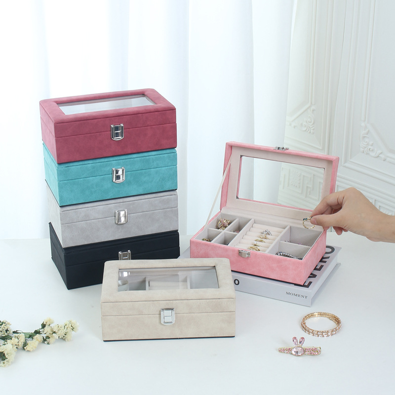Cross-border European and American simple and portable sheep bar jewelry storage box, multi-specification bracelet jewelry, stud earrings, velvet fabric display Specification drawing