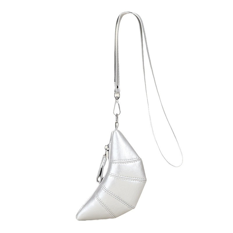 "2024 ~ So cool!" A niche design leather mini croissant croissant bag with a retro and exquisite lanyard pocket Item Picture
