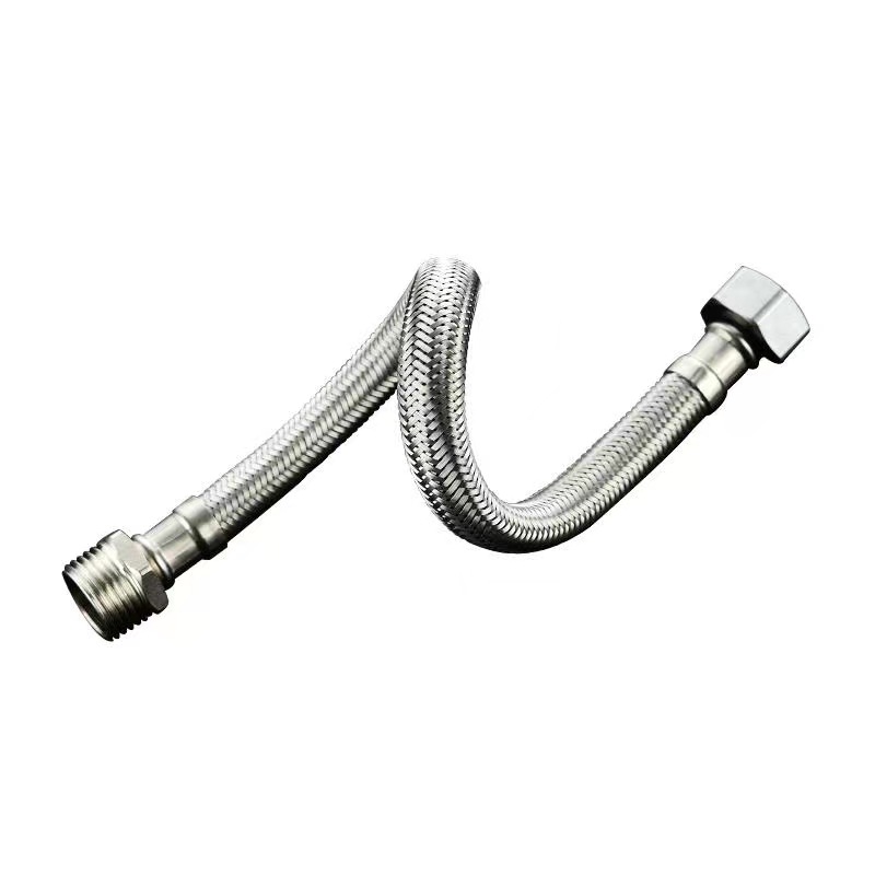 304 stainless steel metal braided pipe, 4-inch inner and outer thread extended high-pressure pipe, toilet water heater cold and hot water inlet hose Item Picture