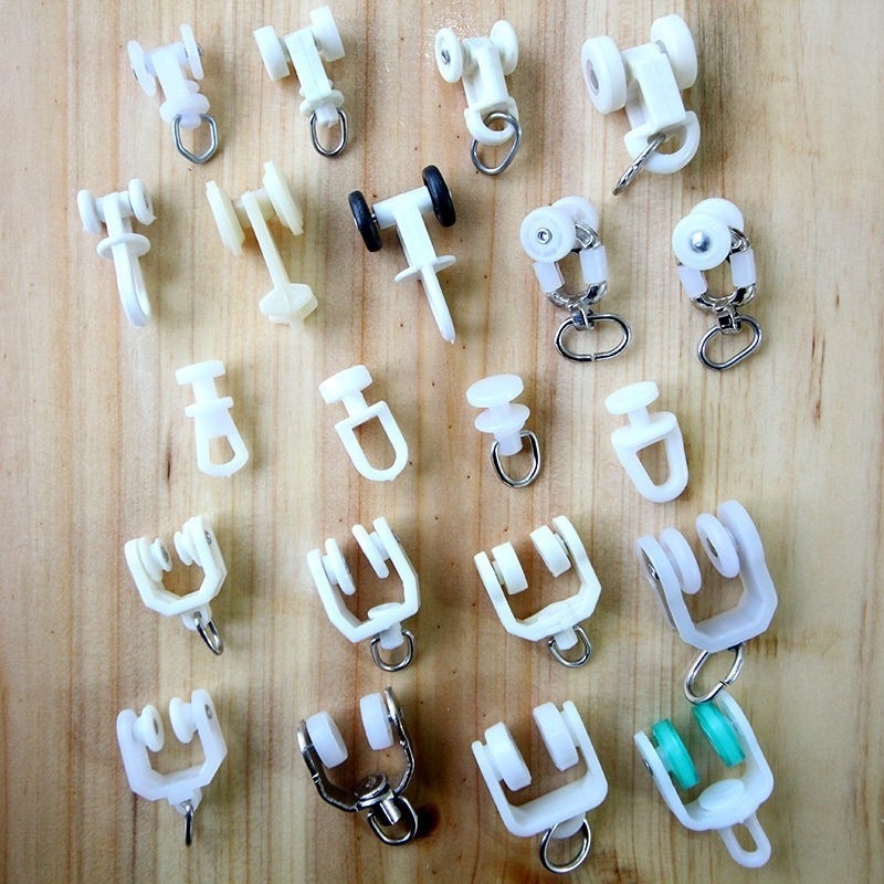 Curtain track accessories, sliding wheels, auxiliary materials, rollers, old-fashioned straight rails, curved rails, guide rails, hooks, rings, sliding rails, running wheels, sliding wheels Specification drawing
