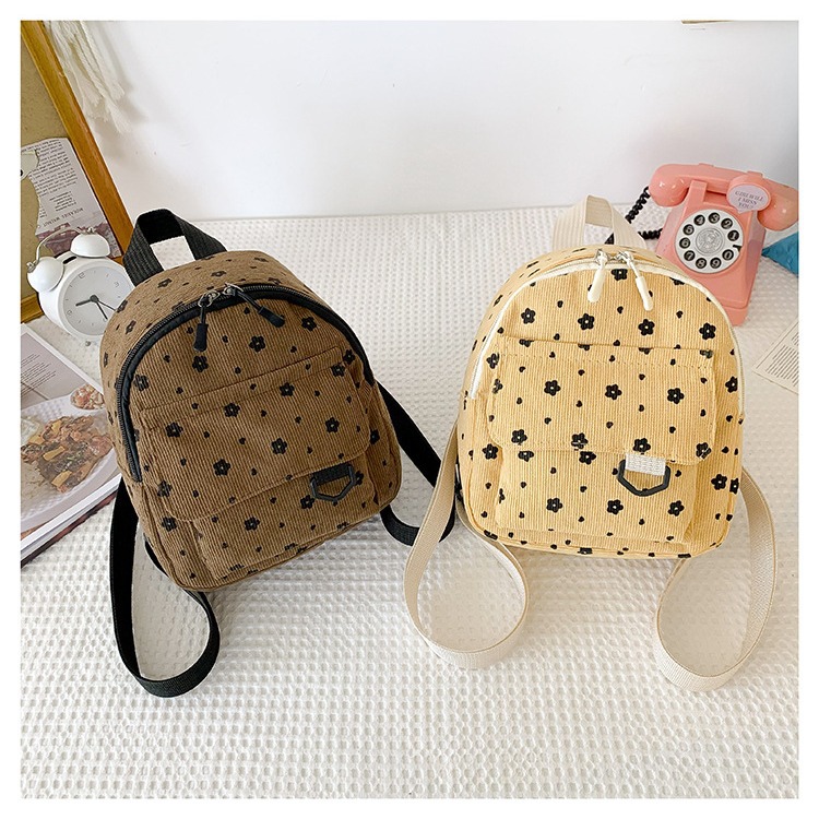 Wholesale of 2024 new large-capacity, fashionable, simple and personalized student travel mini backpacks with corduroy details Picture