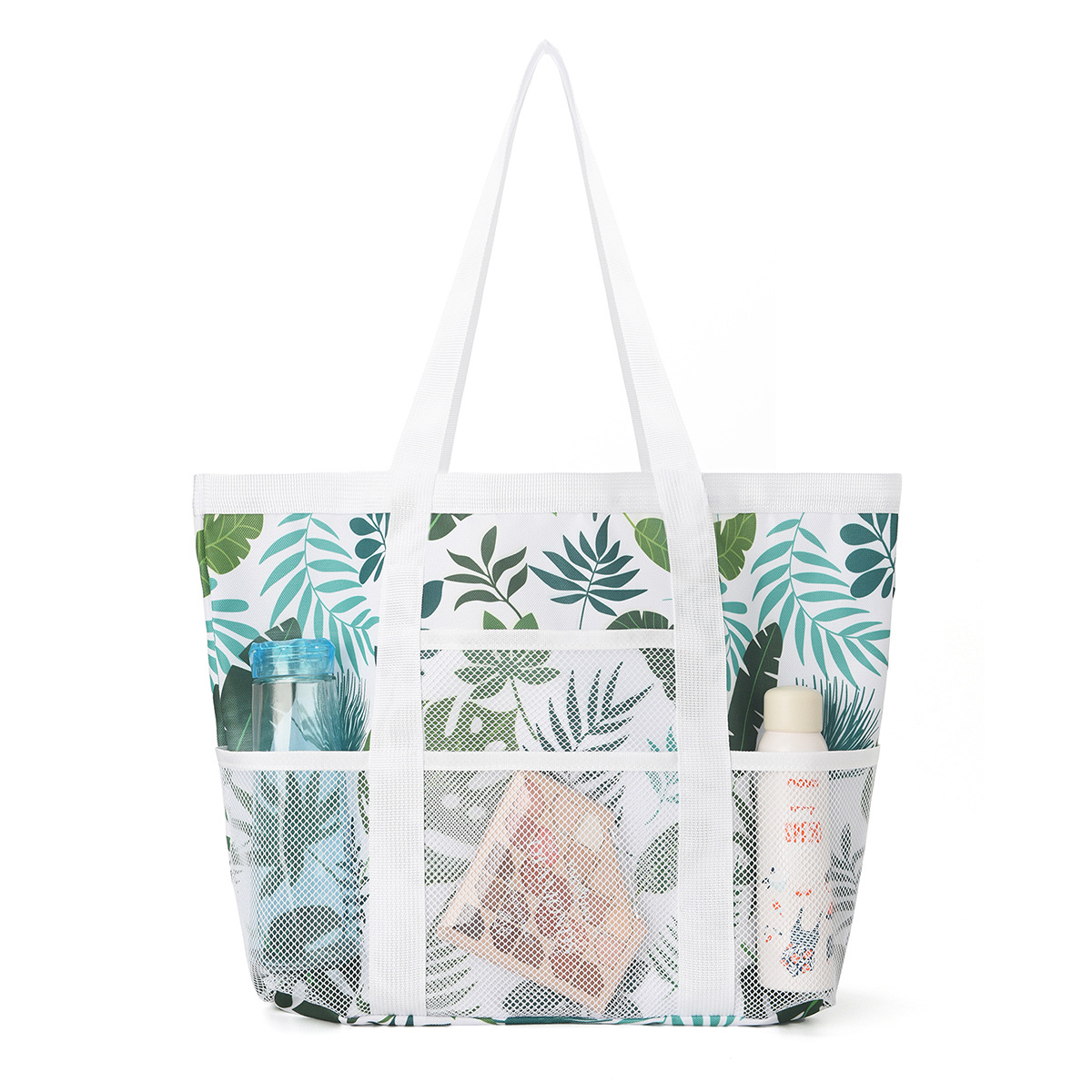 Beach bags, Amazon mesh beach bags, multi-pocket bathroom bags, toy storage bags, large-capacity mesh perforated bags full figure