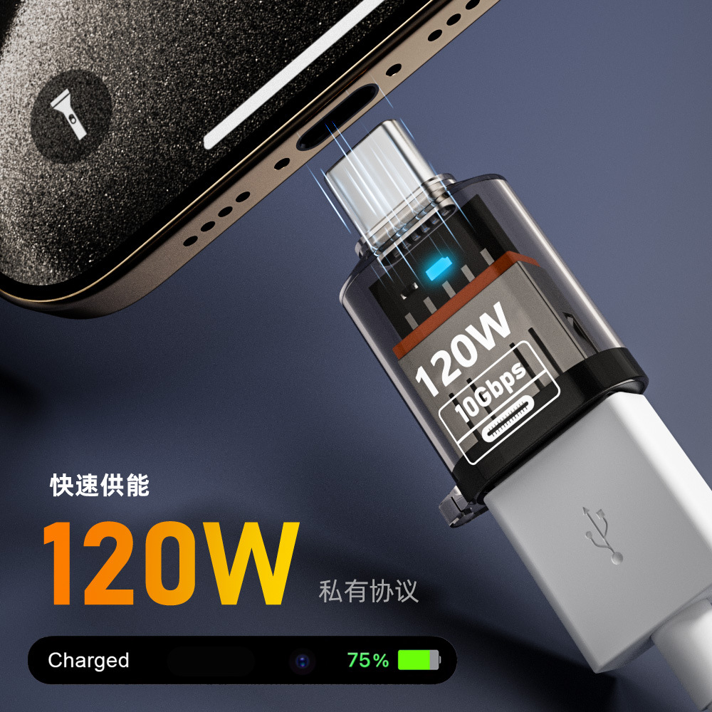 Type-rotating USB female adapter supports OTG fast charging 3.2 high-speed transmission C rotating A female transparent adapter details Picture