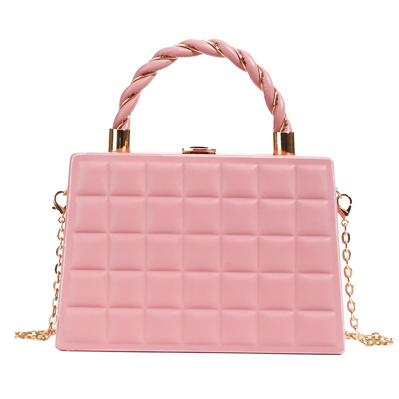 Cross-border 2025 Spring New Square box bag, embossed commuter small square bag, simple, stylish and fashionable chain women's bag Item Picture
