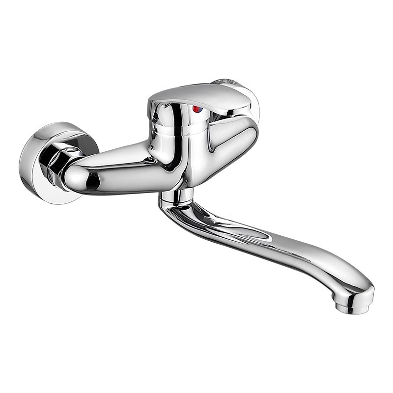 All-copper wall-mounted hot and cold water faucets, extended kitchen sink, vegetable basin, laundry sink, and rotatable mixing valve in one Item Picture