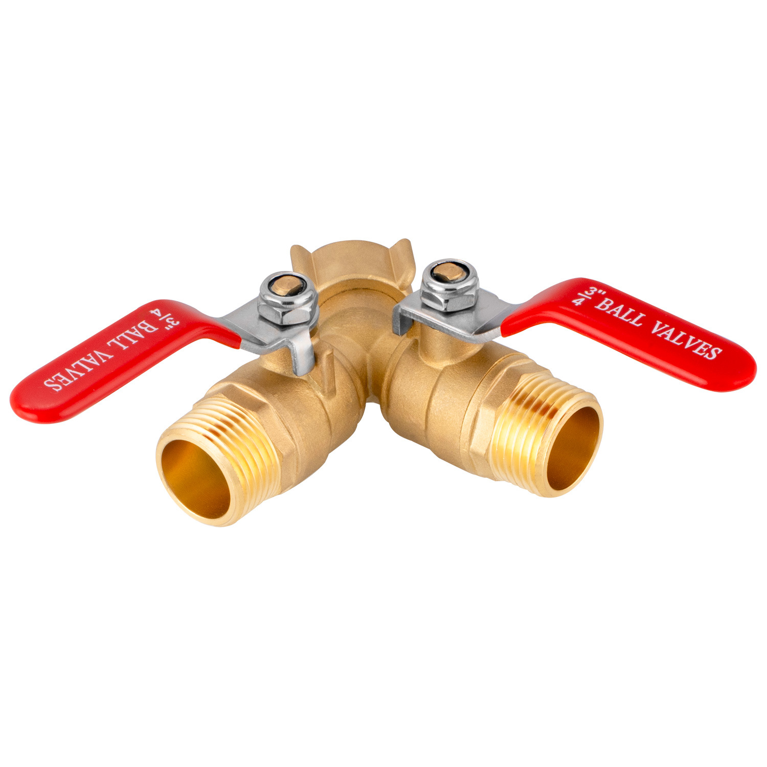 Cross-border US-made brass Y valve hose distributor 3/4GHT garden hose threaded all-copper double-way valve Specification drawing