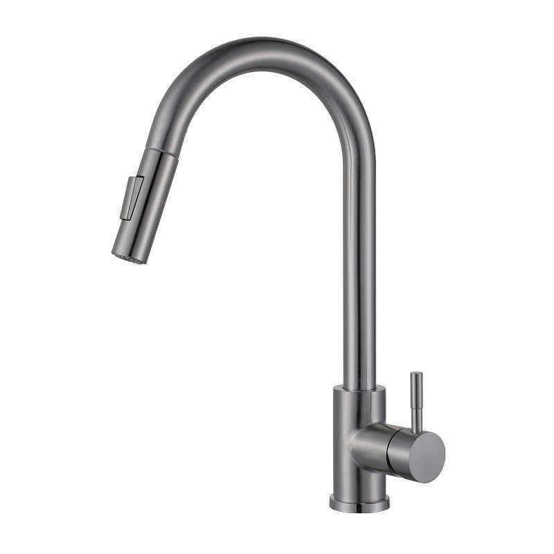 Cross-border best-selling stainless steel pull-out faucet, kitchen sink faucet, pull-out nozzle faucet wholesale details Picture
