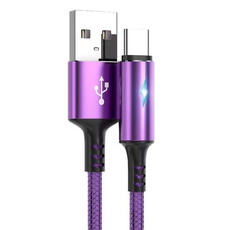 The fish ribbon light braided data cable is suitable for Apple and Android type-c phones, 5A, and Huawei 2-meter extended charging cables Item Picture