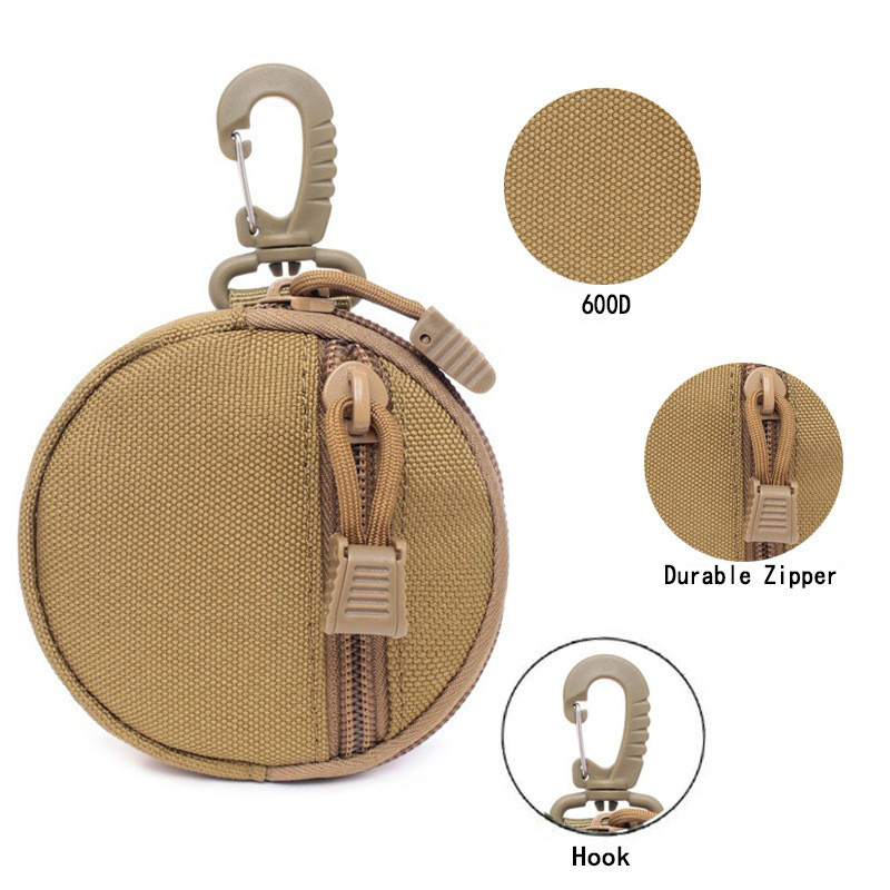 Molle multi-functional key bag, tactical hanging bag, small round bag for loose change storage, portable outdoor sports, riding, marching and enthusiasts details Picture