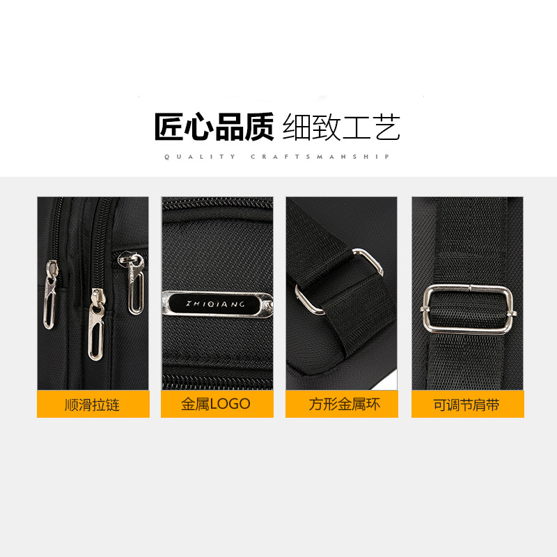 Cross-border men's crossbody bag: simple and versatile, a large-capacity, trendy, waterproof and wear-resistant bag for business trips. Men's chest bag details Picture