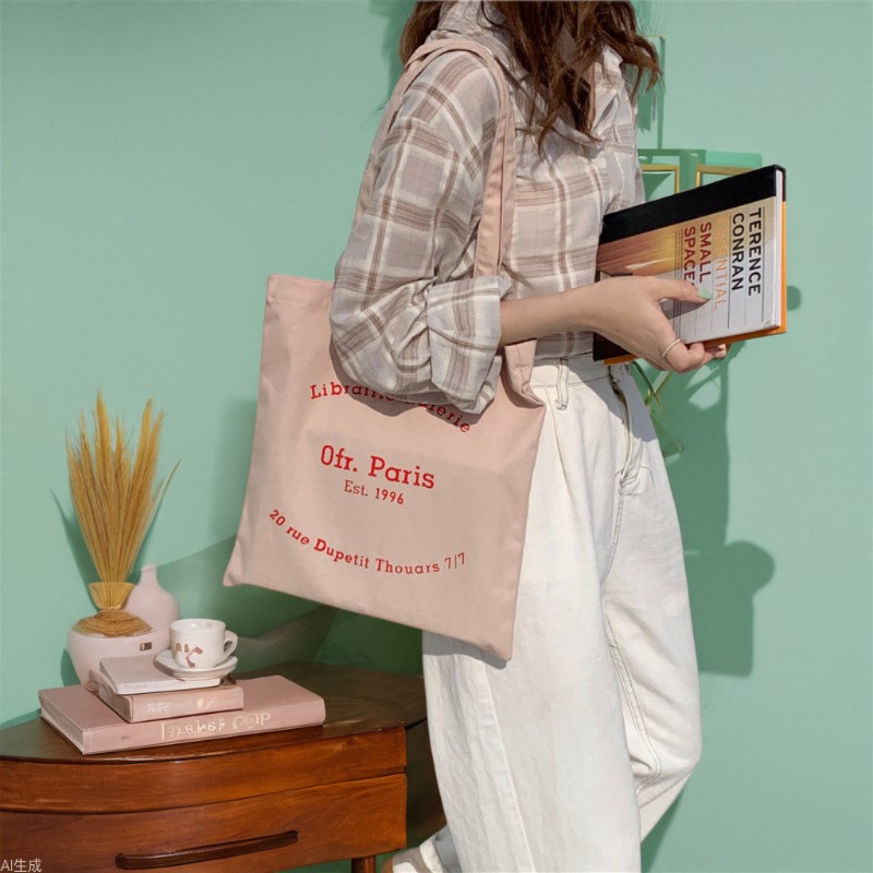 15161 Paris bookstore ofr peripheral canvas bag, ins style Japanese and Korean hand-held shoulder bag, female student shopping cloth bag full figure