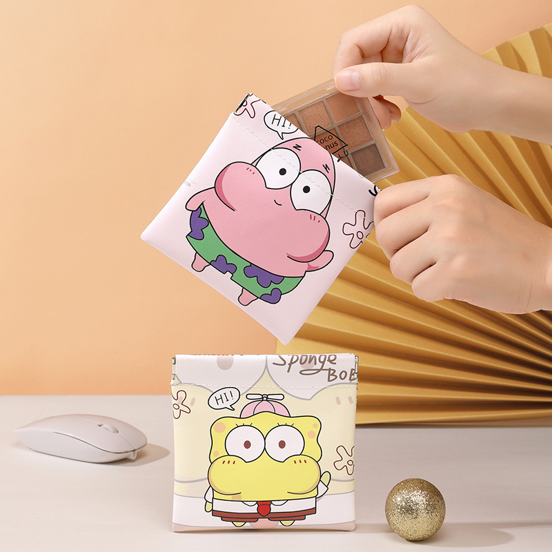 Cartoon cute data cable, portable bag, spring piece, self-closing, tight-fitting storage bag, power charger, portable USB flash drive details Picture