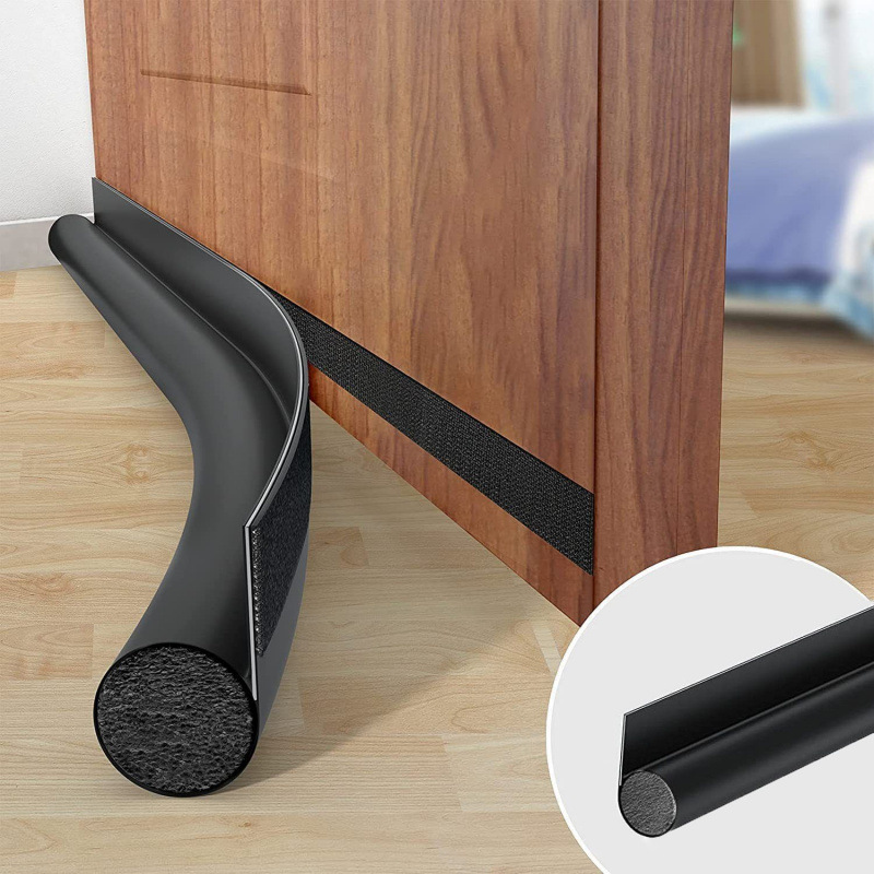 Universal single-sided door bottom sealing strip, windproof sticker, door gap insect-proof and wear-resistant, leather self-adhesive Velcro, sound insulation strip full figure