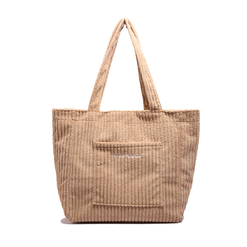 Casual corduroy 2024 new style solid color simple autumn and winter large-capacity tote women's single-shoulder corduroy mommy bag Item Picture