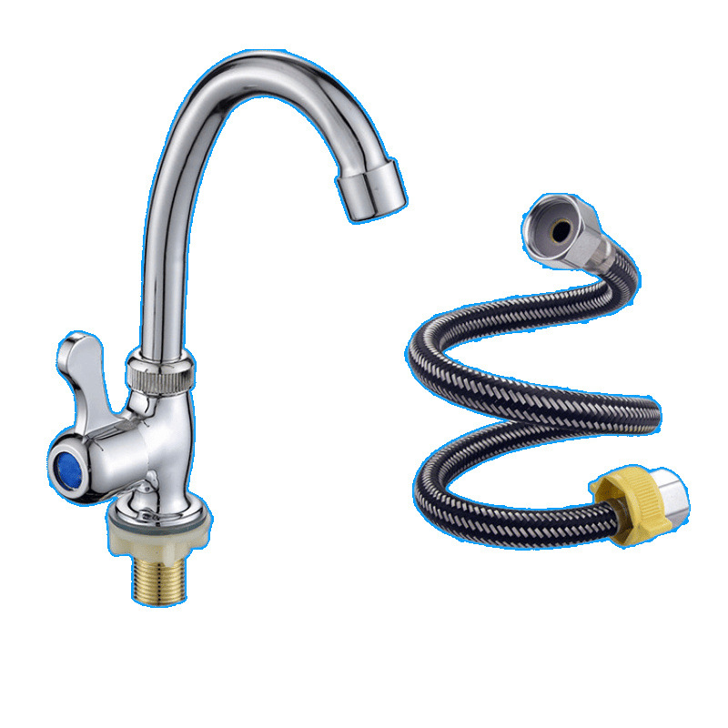 Wholesale of 4-point single-cooling faucets for kitchen washbasins, vertical vegetable basins, single-cooling faucets, and plastic steel ceramic core faucets Item Picture
